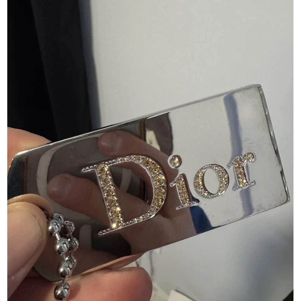 Dior Silver Compact Mirror with Crystals